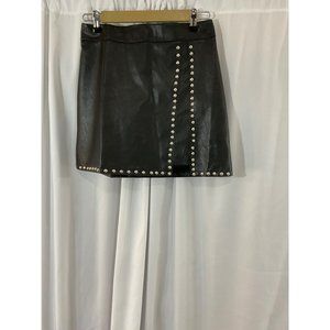 NWT Kelayasi Faux Leather Black Skirt Large